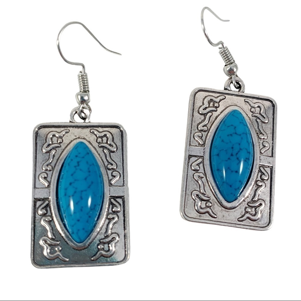 Silver Plated/ Turquoise Pendant Set - Picture 3 of 8